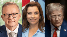 Official portrait of Anthony Albanese 2022 by Commonwealth of Australia is licensed under CC BY 4.0. Donald Trump by Daniel Torok is in the public domain. Annika Wells by DFAT is licensed under CC BY 4.0