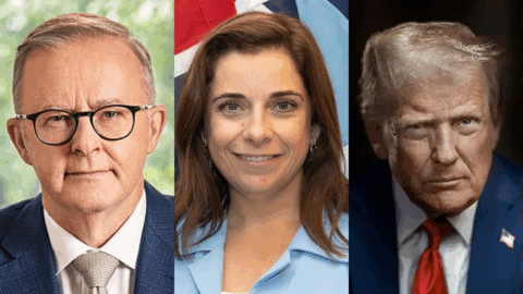 Official portrait of Anthony Albanese 2022 by Commonwealth of Australia is licensed under CC BY 4.0. Donald Trump by Daniel Torok is in the public domain. Annika Wells by DFAT is licensed under CC BY 4.0