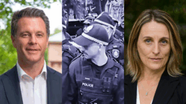 Sue Higginson and Chris Minns and police
