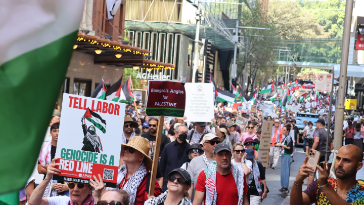 Huge numbers showed up on Gadigal land in Sydney’s Hyde Park North to oppose three years of genocide in Gaza Huge numbers showed up on Gadigal land in Sydney’s Hyde Park North to oppose three years of genocide in Gaza