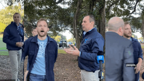 Zack Schofield disrupting the Minerals Council of NSW press conference taken from supplied Rising Tide footage