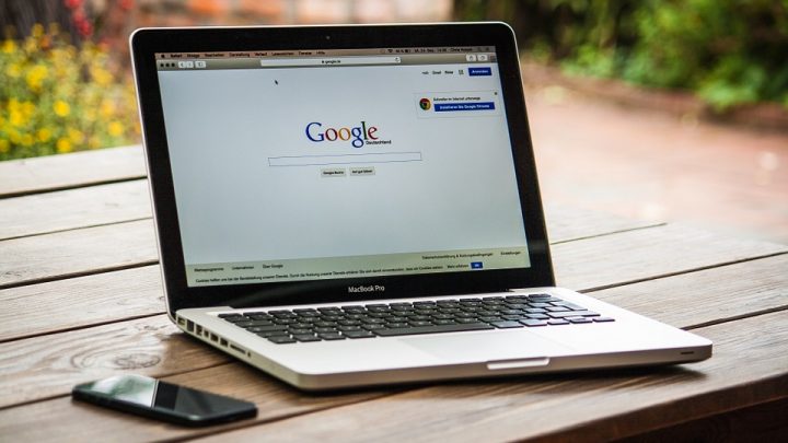 Google displayed on a laptop