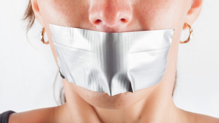 Tape on mouth