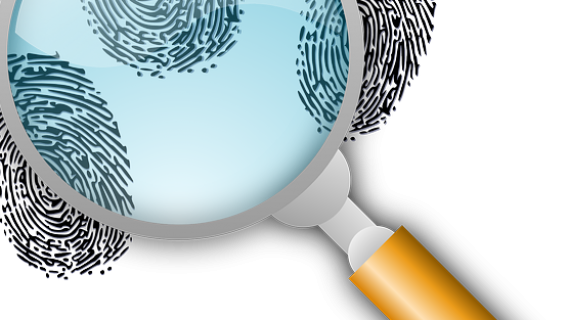 Fingerprint under magnifying glass