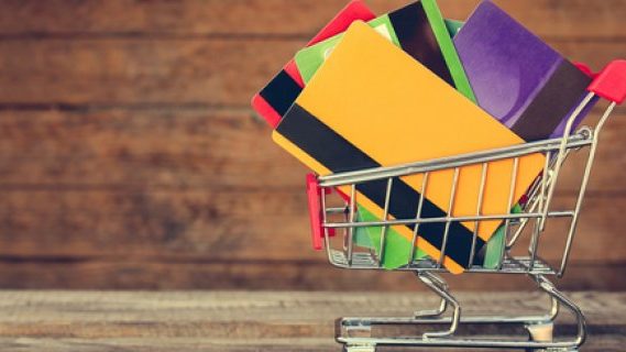 Credit cards in a trolley