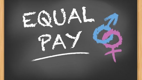 Equal pay labelled on a chalkboard