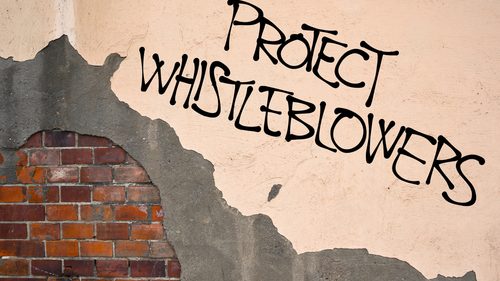 Protect whistleblowers written in graffiti